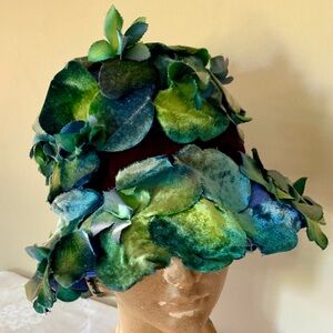 Vintage Velvet Pansy Bucket Style Hat